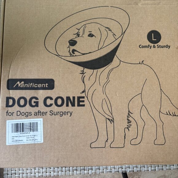 Manificent LARGE GRAY Dog Collar Cone Elizabethan Surgery NEW - Picture 1 of 5